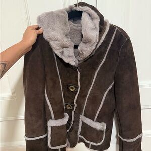 Cozy Brown Teddy Jacket with Faux Fur Trim
